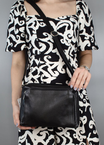 Сумка жіноча шкіряна на 3 відділення через плече 03323 чорна Virginia Conti (300353114)