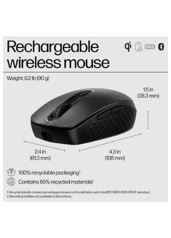 Мышь беспроводная HP 690 Rechargeable Bluetooth, 7 кн., up to 4000 dpi черная Hewlett Packard (396679131)