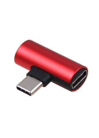 Перехідник-сплітер 2 в 1 USB-C Type C в USB-C Type C адаптер для заряджання та прослуховування музики (червоний) China (366874697)