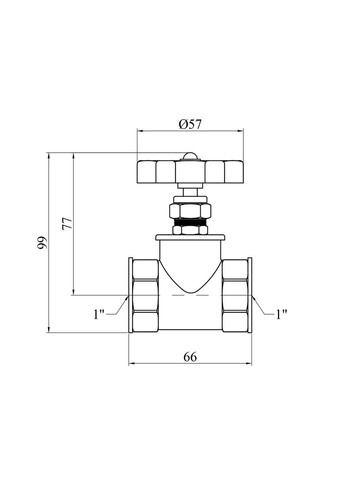 Вентиль запірний з накидною гайкою 1" ВВ PN10 латунний УК1122-ВГ Lexline (311204717)
