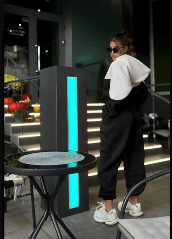 Женский комбинезон No Brand комбинезон-брюки однотонный чёрный спортивный, повседневный, кэжуал, денил трехнитка