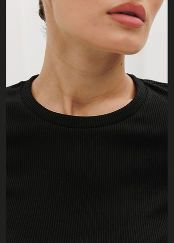 Чорна літня жіноча футболка в рубчик Arjen