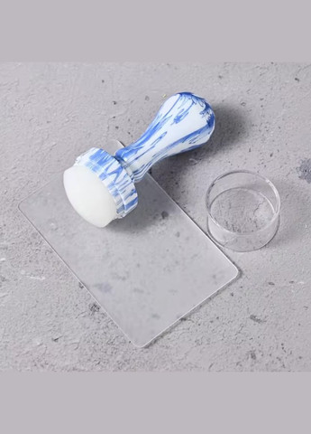 Штамп для стемпінгу каучуковий зі скрапером, біло-синій No Brand (303138835)