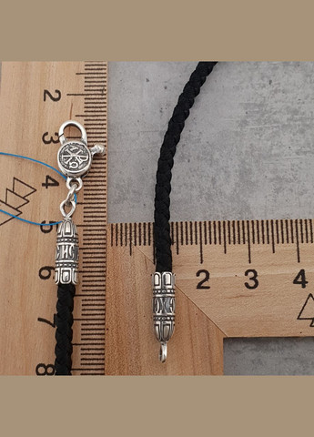 Шовковий шнурок з срібними вставками з срібною застібкою. Діаметр 3 мм. Цепочка для хрестика з шовку см ZLATO (277979710)