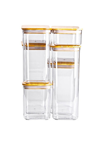 Набор банок для сыпучих продуктов 8 штук прозрачные контейнеры с бамбуковыми крышками для кухни хранения продуктов ProDobro (364189939)