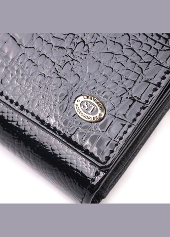 Лаковий жіночий гаманець з візитницею 19403 Чорний st leather (298567619)