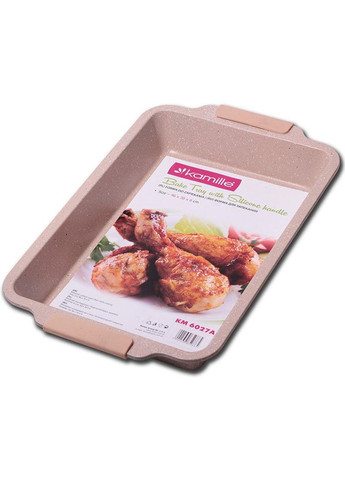 Форма для выпечки Marble 46х30 см с силиконовыми ручками противень для запекания выпечки и десертов Kamille (368980107)