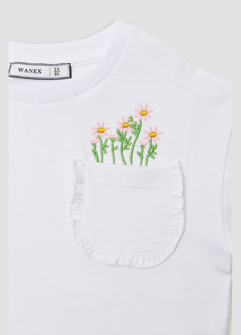 Белая летняя футболка с коротким рукавом для девочки цвет белый цб-00268915 Wanex