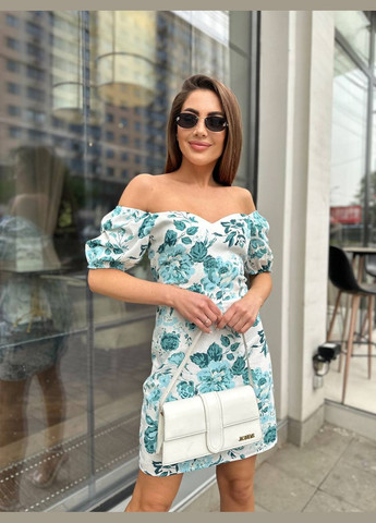 Бирюзовое праздничный, вечернее платье Украина розы