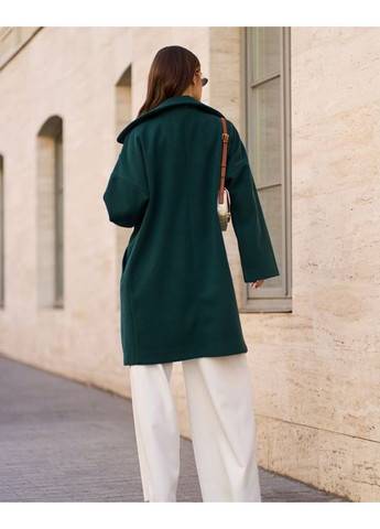 Темно-зеленое демисезонное Кашемировое пальто-кокон однобортное ISSA PLUS