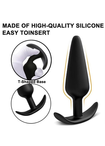 Анальная пробка черного цвета силиконовая с заостренным носиком, 10142 No Brand (315439956)