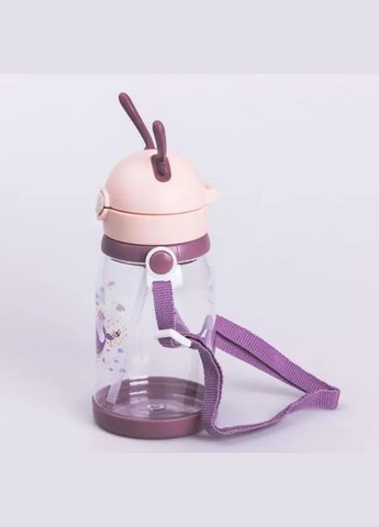 Бутылка для воды детская 550 мл на ремешке бутылочка с трубочкой для спорта и школы Розовая HP-14-44P Yiwu (326177855)