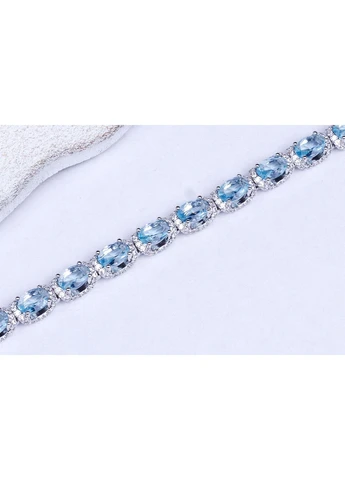 Браслет жіночий доріжка фіанітів аквамаринового кольору Fashion Jewelry (398848846)