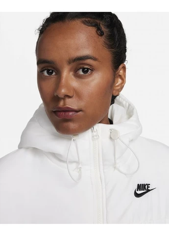 Біла демісезонна куртка sportswear classic puffer therma-fit loose hooded jacket white fb7672-133 Nike
