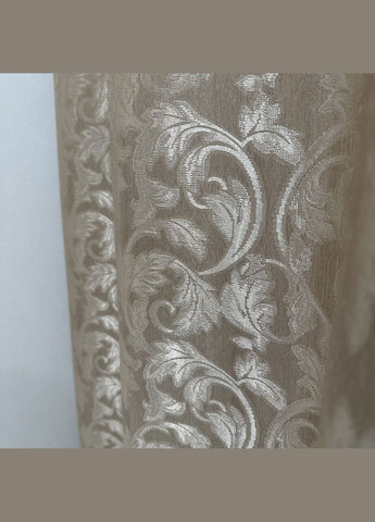 Комплект готові жакардові штори "Севілья" бежевого кольору з квітковим візерунком 2шт 1.5×2.7м. No Brand (345557623)