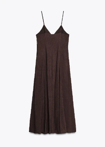 Темно-коричневое повседневный платье Zara однотонное