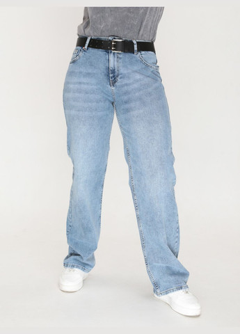 Джинсы женские голубые широкие с высокой посадкой Палаццо Rich - (322999588)