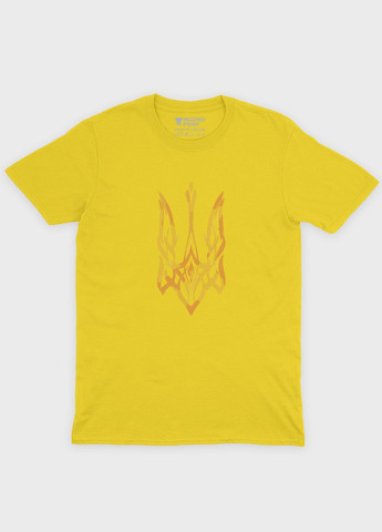 Желтая демисезонная футболка для девочки с патриотическим принтом гербтризуб (ts001-1-sun-005-1-012-g) Modno