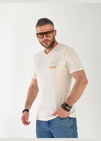 Бежевая мужская футболка с узором Fashion