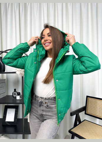 Зелена демісезонна стильна та тепла жіноча куртка No Brand