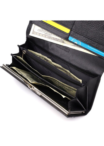 Солідний жіночий гаманець із натуральної шкіри 23088 Чорний st leather (330359560)