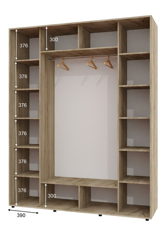 Шафа-купе тридверна 200*60*240 см Дуб крафт сірий 3 двері ДСП + Дзеркало + ДСП ШК-05 Алекса (356773379)