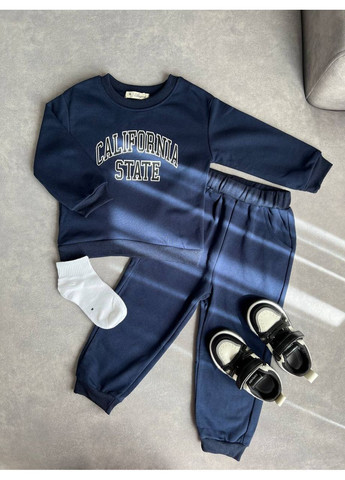 Темно-синій демісезонний стильний костюм-двійка з тринитки — must-have для модних мам і активних діток! No Brand