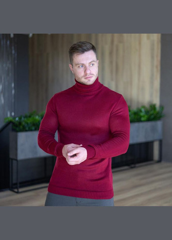 Красный демисезонный мужской шерстяной свитер приталенный красный No Brand