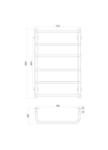 Полотенцесушитель LS W 800-500-6 Лесенка Скоба вода UNIO (392905818)
