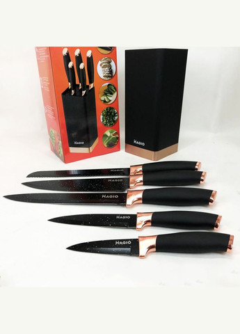 Универсальный кухонный ножевой набор Magio MG-1092 чёрные, пластик, металл