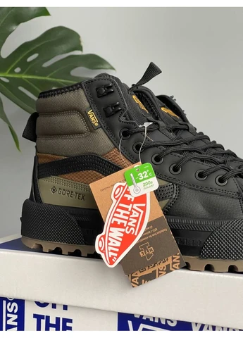 Оливковые (хаки) демисезонные кроссовки мужские vans old skool mte 1 gore tex hi black khaki winter fur | ванс олд скул mte 1 гор текс хаки No Brand