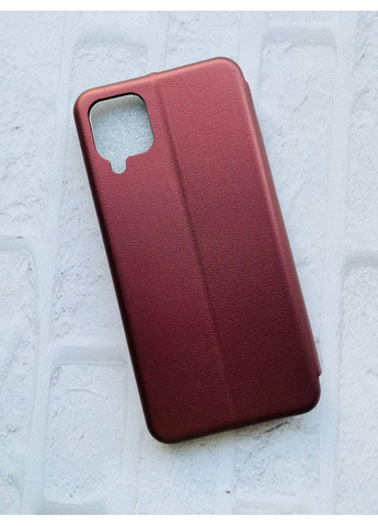 Чохол-книжка бордовий з малюнком на Samsung Galaxy A12 Пушин котик (принт 412) Creative (365753616)