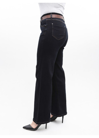 Джинси жіночі чорно-сині широкі з резинкою на поясі великі розміри Палаццо CARMITO - (369668876)