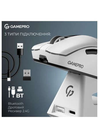 Мишка (GM023W) GAMEPRO Asgard Thor Wireless/Bluetooth/USB White (366693675)