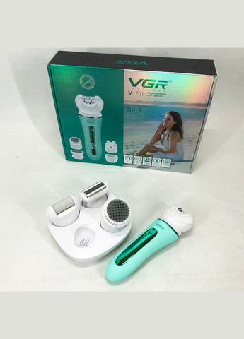 Роликова пилка 5 в 1 V-751, Жіночий Епілятор з насадкою для гоління, Електрична щітка SV-540 для п'ят VGR (351486400)