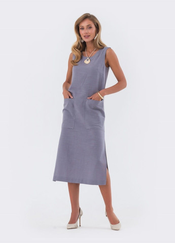 Сіра сукня-міді прямого крою сірого кольору Dressa