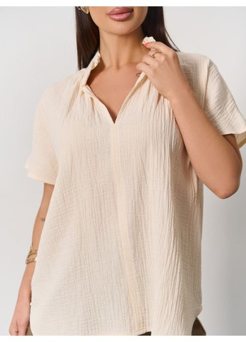 Бежевая свободная муслиновая блуза No Brand