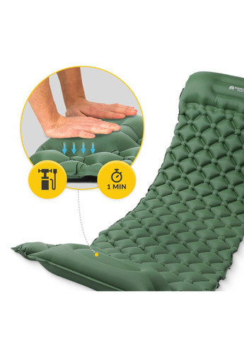 Коврик (каримат) надувной 190 x 58 x 5 см со встроенным насосом Navy Green (P-5905973400909) Mountain Goat (303723263)