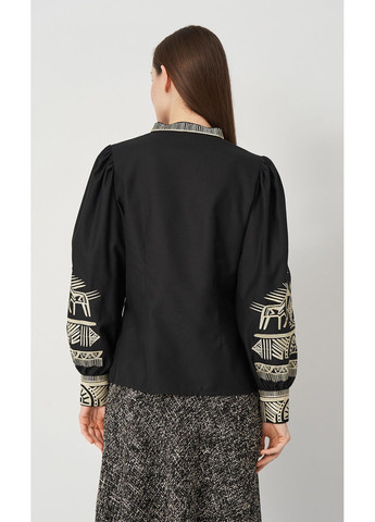 Чёрная женская блузка с вышивкой vishivano4ka 545-6 узор орнамент домотканное полотно (371886616)