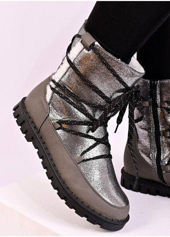 Зимние сапоги женские зимние черные No Brand без декора, со шнуровкой