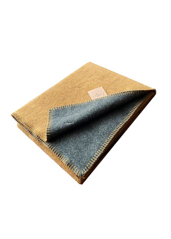 Плед-ковдра вовняна гірчиця-сірий (A-024214) Love You (324834713)