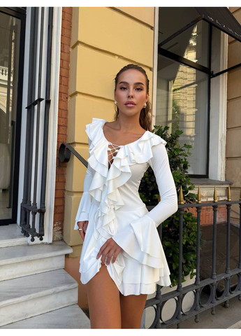 Білий святковий, повсякденний, кежуал жіноча сукня No Brand однотонна