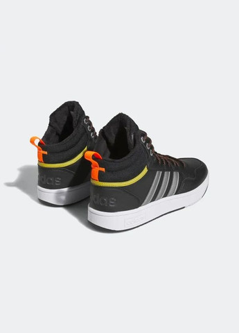 Чорні Осінні кросівки hoops 3.0 mid lifestyle core black iron metallic pulse olive adidas
