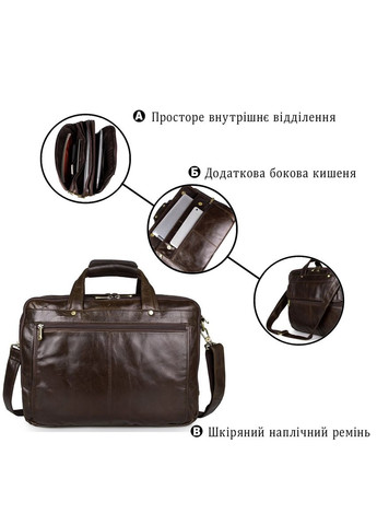 Чоловіча сумка для ноутбука 15.6 дюймів з трьома відділеннями натуральна коричнева шкіра (sku_14247) No Brand (328922197)