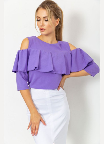 Фиолетовая демисезонная блузка с открытыми плечами и воланом,, Ager
