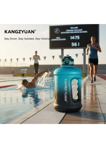 Эко-бутылка KANGZYUAN 1800 мл - Синяя Tritan BPA-free, ударопрочная, спортивная с ручкой и ремешком No Brand (394191065)