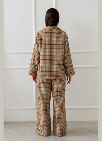 Коричневая всесезон пижамный фланелевый костюм с брюками macchiato Forly