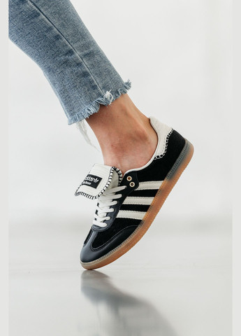 Чорні Осінні кросівки чоловічі і жіночі adidas samba x wales bonner black | адідас самба чорні No Brand