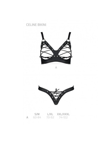 Черный демисезонный комплект из экокожи celine bikini black - cherrylove Passion