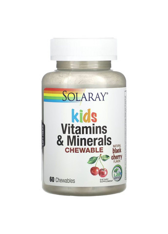Витамины и Микроэлементы для Детей Children's Vitamins & Minerals Chewable - 60 жевательных конфет Solaray (293516637)